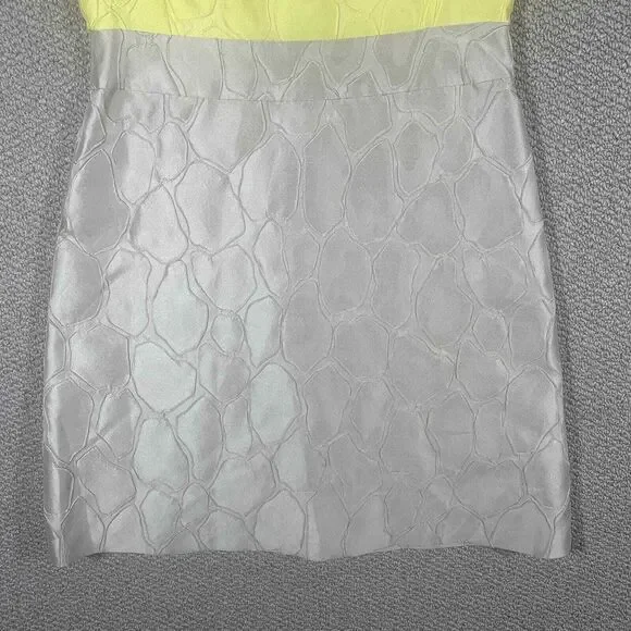 Lafayette 148 Womens Dress Womens 6 Yellow Beige Jacquard Sleeveless Silk‎ Blend